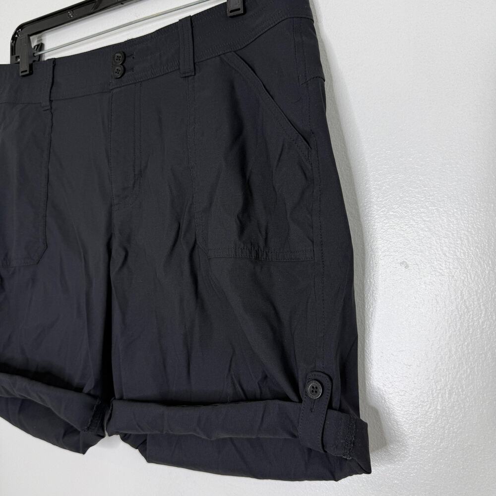 Eddie Bauer Shorts Womens 12 Black Rolled Hem Bermuda Nylon Stretch Hiking